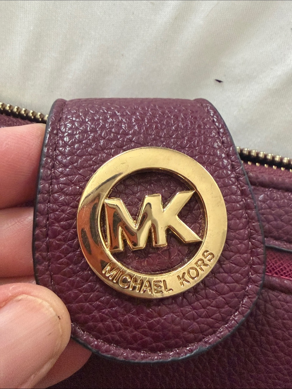 MICHAEL Michael Kors Wine Pebbled Leather Wristlet Card Holder - Picture 7 of 8